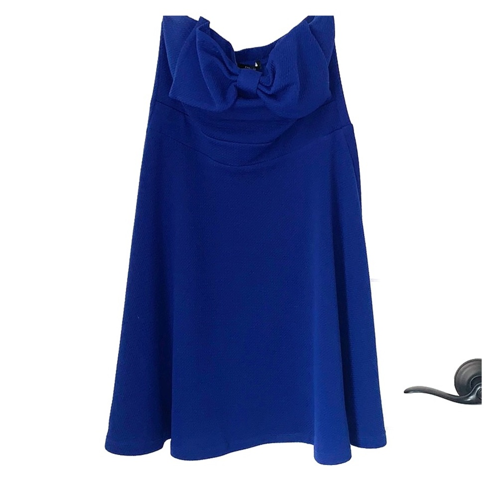 Navy Blue Strapless Skater Dress